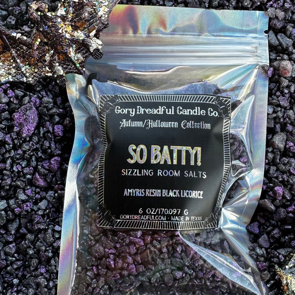 So Batty! Sizzling Room Salt Crystal Potpourri: Amyris Resin Black Licorice